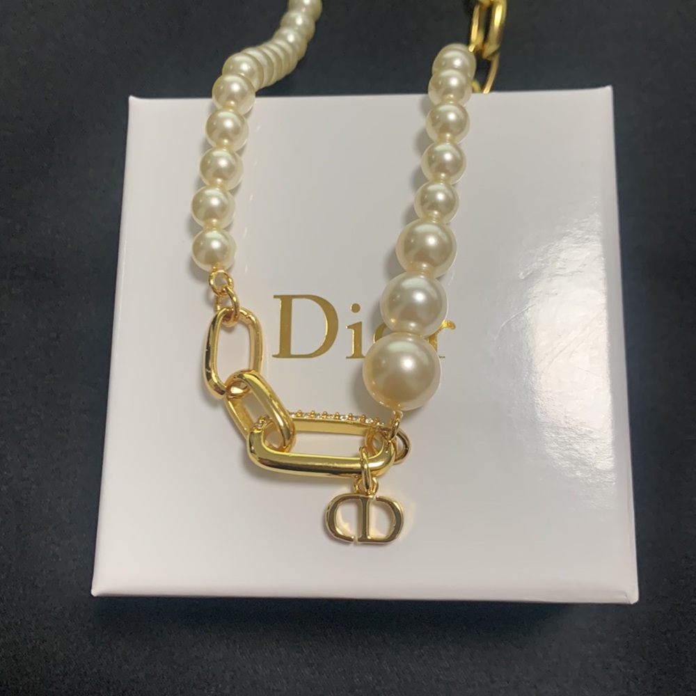 Dior Gold and Cream Pearl Necklace